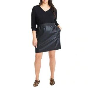 Universal Standard x J Crew Womens Skirt Sz 3X Black Faux Leather Minimalist